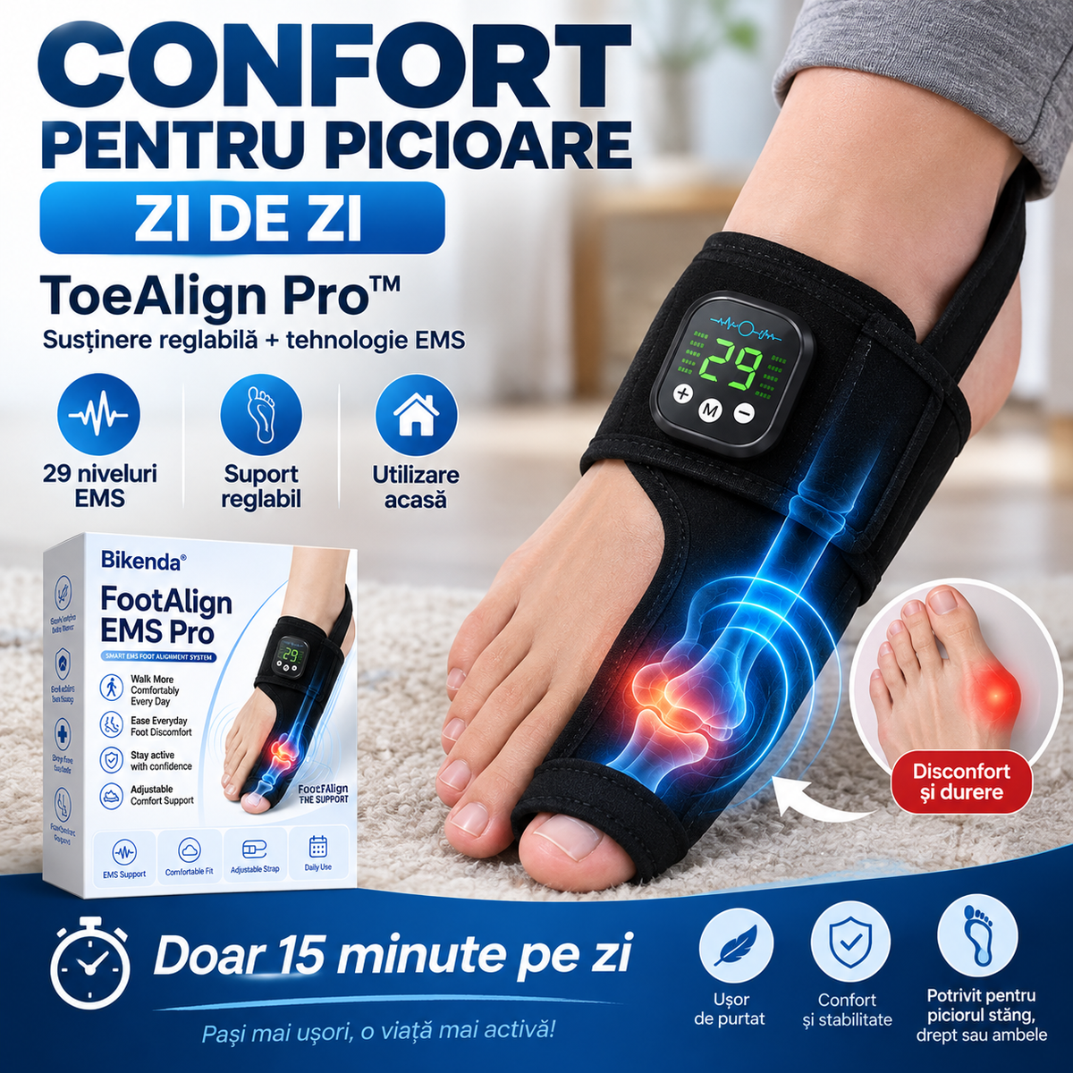 Corector Bunion cu EMS ToeAlign Pro™