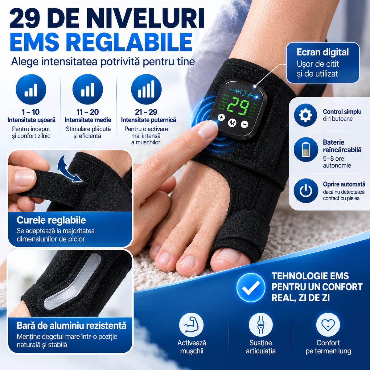 Corector Bunion cu EMS ToeAlign Pro™