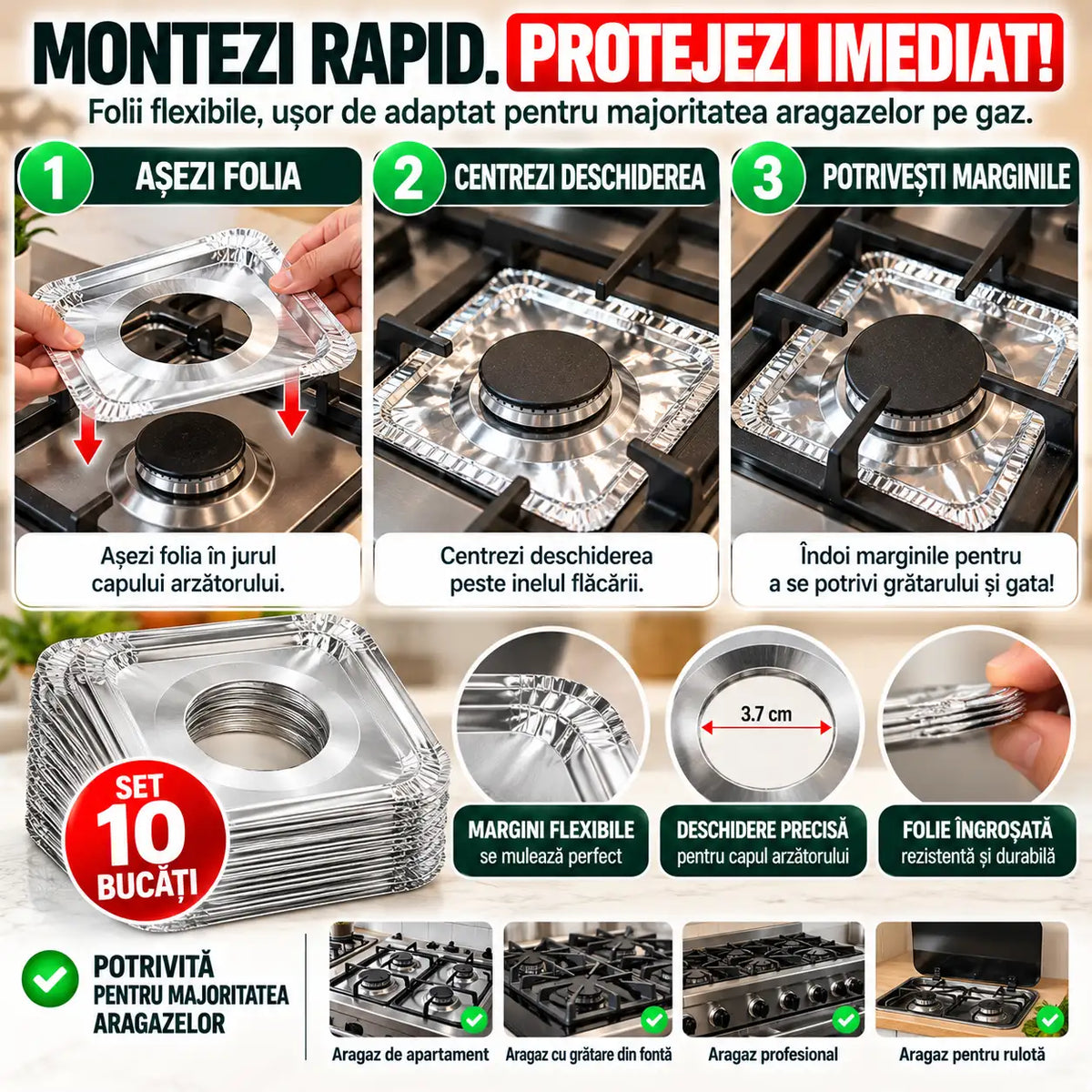 Folii de Protecție pentru Aragaz, Set 10 Bucăți – StoveGuard™