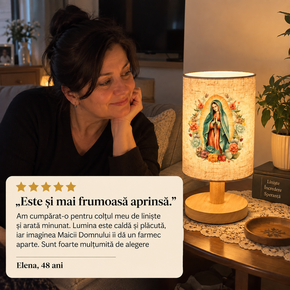 Lampă de Masă cu Fecioara Maria LuminaFecioarei™