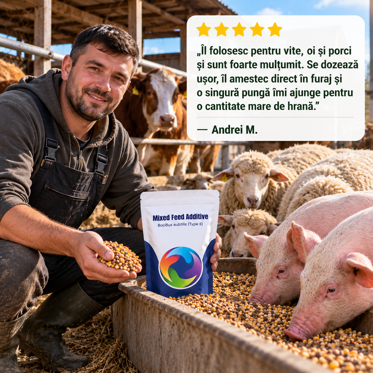 Aditiv Probiotic și Enzimatic pentru Hrana Animalelor și Păsărilor - VitaFerm™